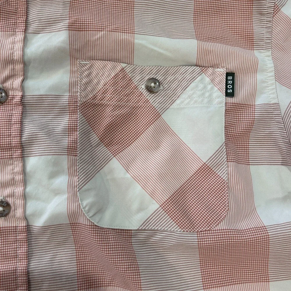 Howler Bros Men's Medium Airwave Shirt Coral Garcia Gingham Fishing Vented Back